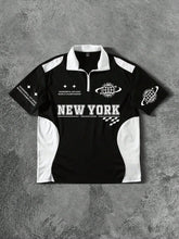 New York Worldwide Black and White Zip-Collar Championship Sport jersey