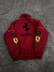 Red Ferrai F1 full embroidery parachute jacket
