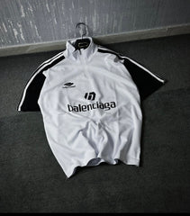 White balenciaga printed zipper