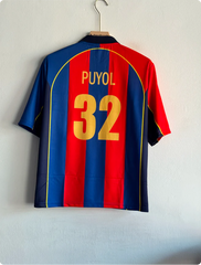BARCELONA 2001-02 HOME KIT PUYOL FIVESLEEVE POLO