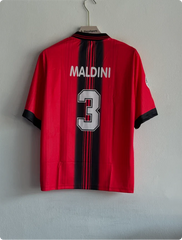 ACMILAN 1998-99 HOME KIT MALDINI FIVESLEEVE POLO