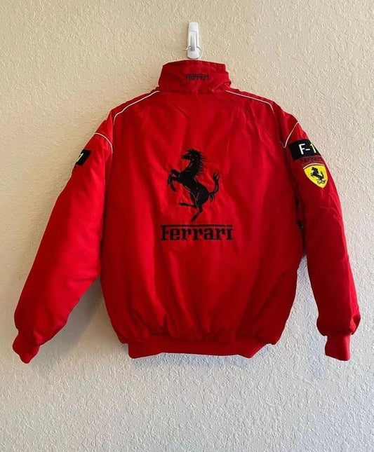 Red Ferrai F1  full embroidery parachute jacket