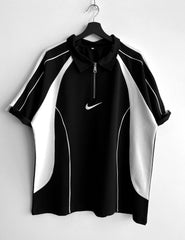 Black and white Half-Zip performance Polo
