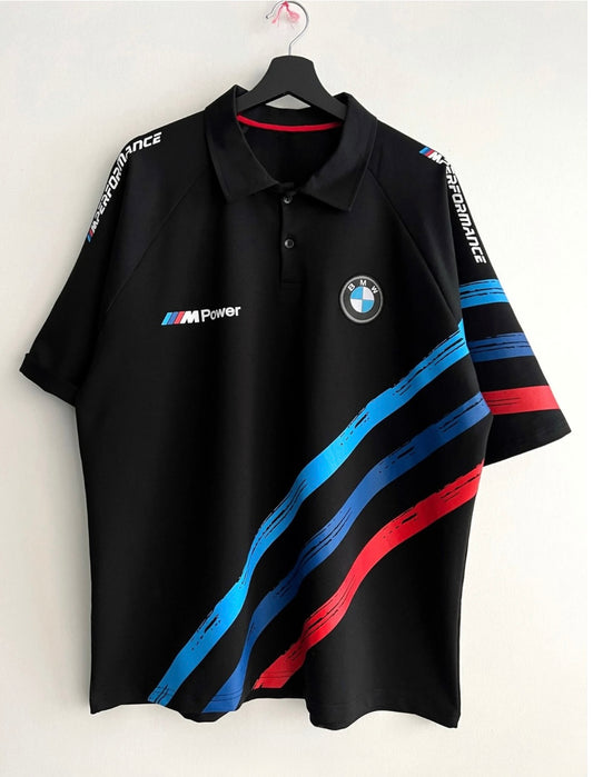 Bmw black printed polo shirt