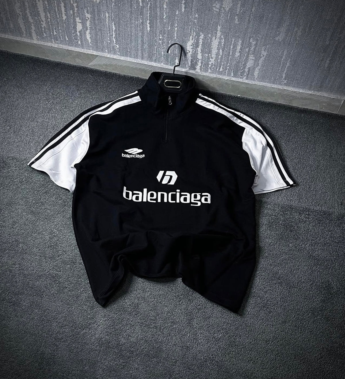 Black balenciaga printed zipper