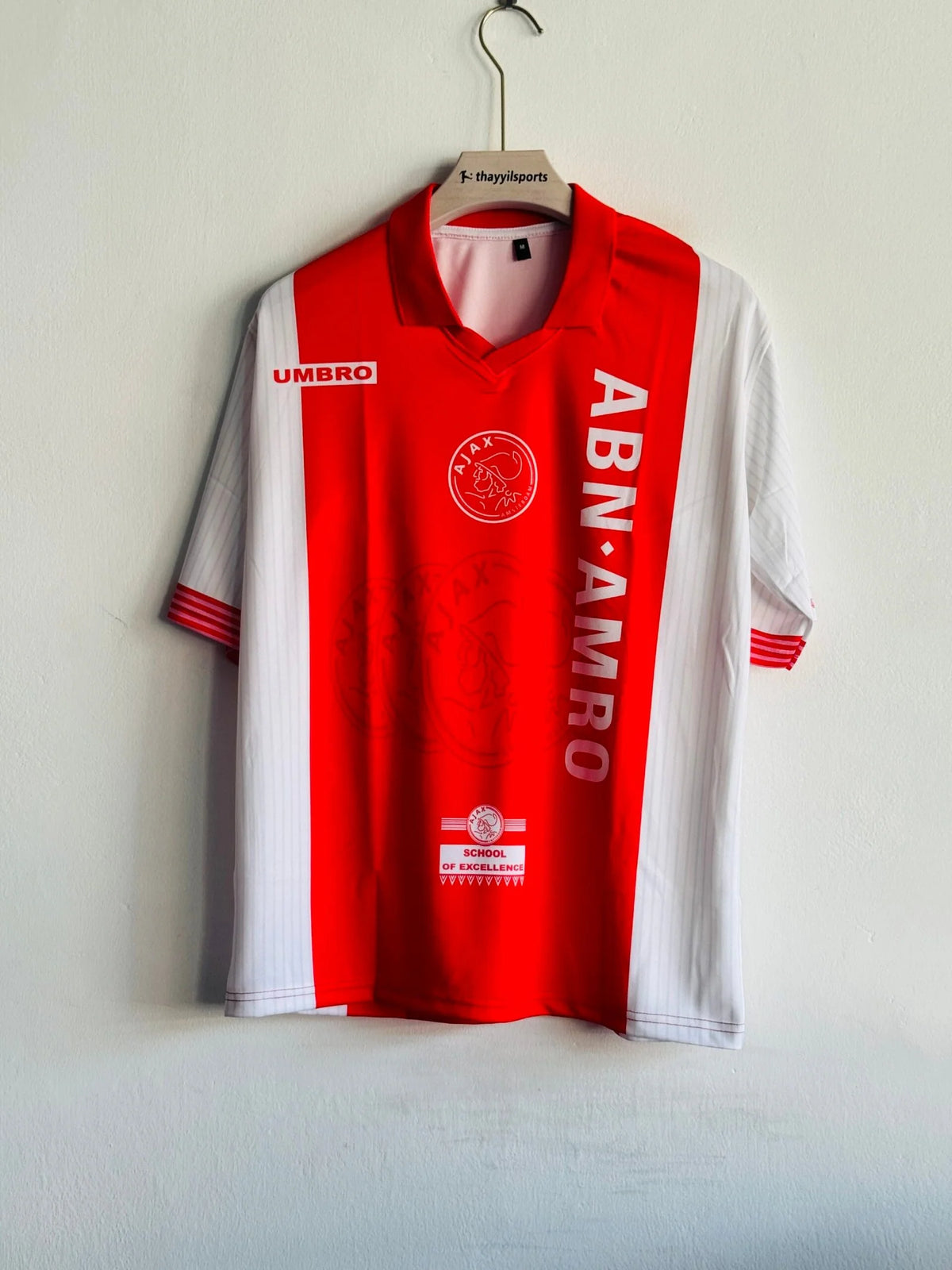 AJAX 1997-98 HOME KIT LITMANEN FIVESLEEVE POLO