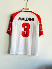ACMILAN 1997-98 AWAY KIT MALDINI FIVESLEEVE POLO