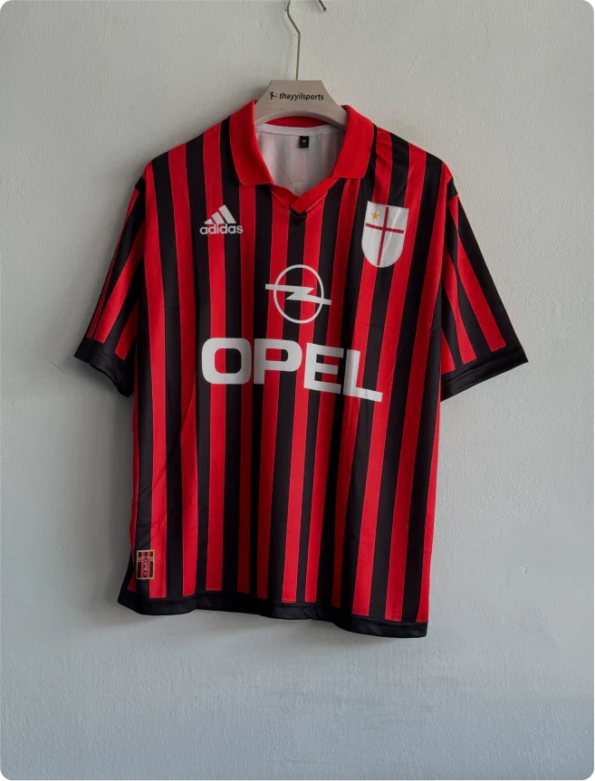 ACMILAN 1999-2000 HOME KIT MALDINI FIVESLEEVE POLO