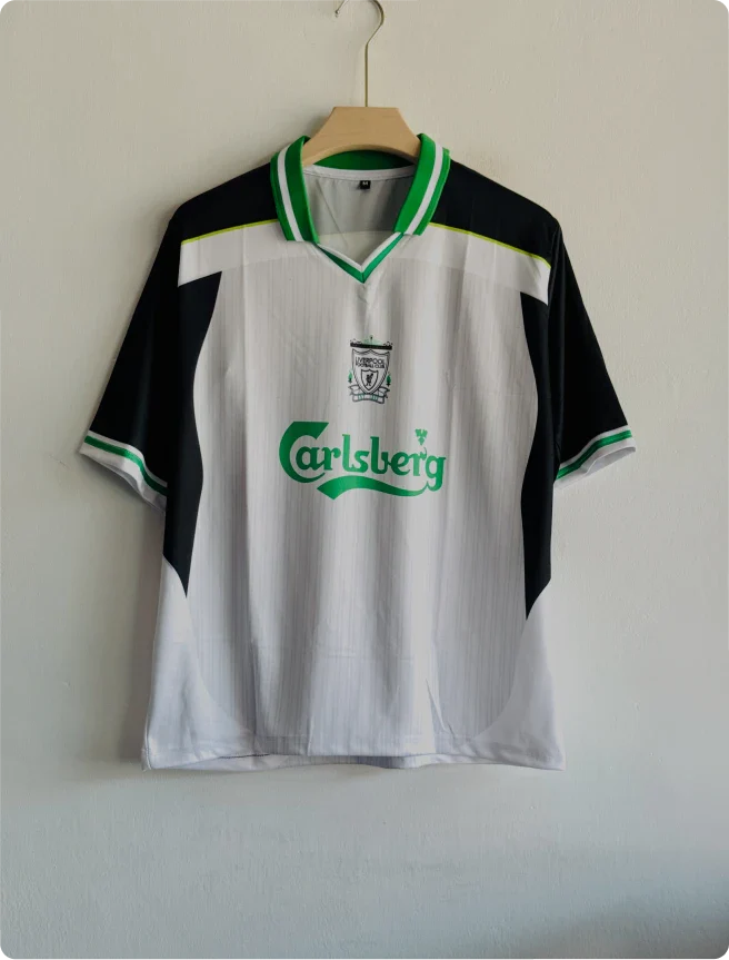 LIVERPOOL GERRARD GREEN AND WHITE FIVESLEEVE POLO