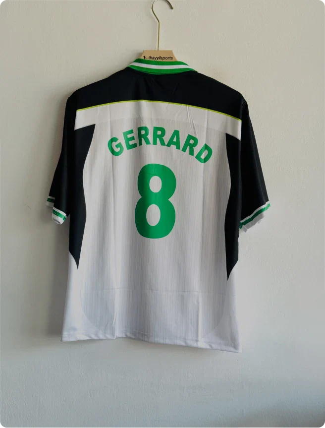 LIVERPOOL GERRARD GREEN AND WHITE FIVESLEEVE POLO