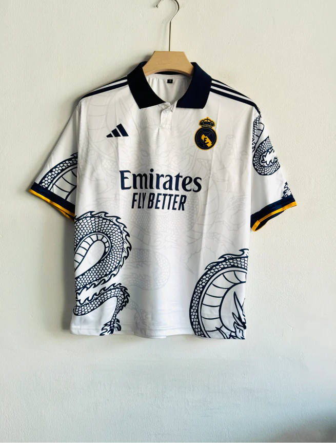REAL MADRID WHITE DRAGON KIT RONALDO FIVESLEEVE POLO