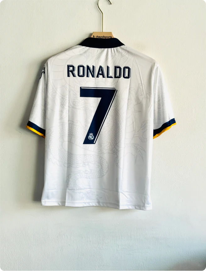 REAL MADRID WHITE DRAGON KIT RONALDO FIVESLEEVE POLO