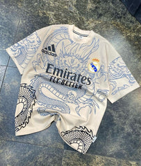 Premium Quality Real Madrid white dragon Digital printing Football shirt