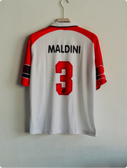 ACMILAN 1997-98 HOME KIT MALDINI FIVESLEEVE POLO