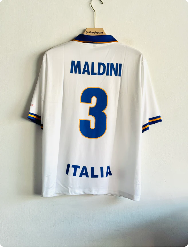 ITALY 1996 AWAY KIT MALDINI FIVESLEEVE POLO PREMIUM