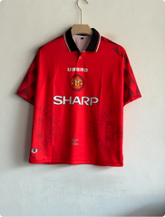 MANCHESTER UNITED 1996-97 HOME KIT BECKHAM FIVESLEEVE POLO