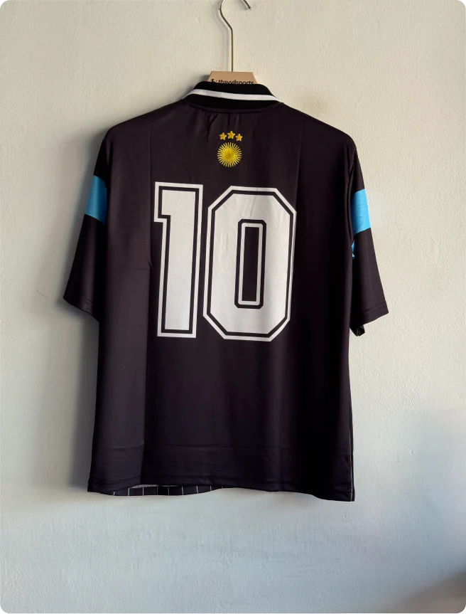 ARGENTINA LA-ALBICELESTE 10 BLACK KIT FIVESLEEVE POLO PREMIUM