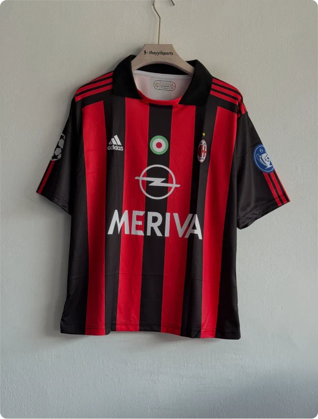 ACMILAN 2003-04 HOME KIT RUI COSTA FIVESLEEVE POLO