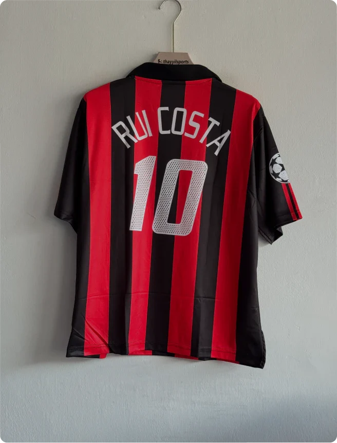 ACMILAN 2003-04 HOME KIT RUI COSTA FIVESLEEVE POLO